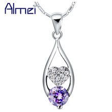 Almei-Collares de circonia cúbica para mujer y niña, colgantes de corazón con diamantes de imitación, color púrpura/blanco, regalo, 5% de descuento, N667 2024 - compra barato