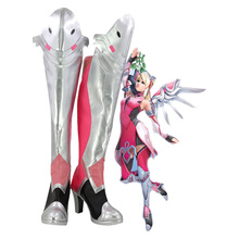 OW Mercy Angela Ziegler Cosplay Shoes Pink Mercy Skin Cosplay Costume Shoes Boots Custom Made European Size 2024 - buy cheap