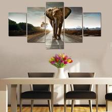 Modern Home Decor Picture 5 Piece Home Wall Art Canvas Painting Elephant Animals Modular Pictures Unframed) dropshipping 2024 - buy cheap