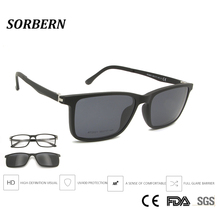 SORBERN-gafas de sol cuadradas con memoria para hombre, lentes polarizadas con imán, con Clip, estilo Nerd 2024 - compra barato