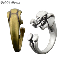 Anel de elefante origami fofo para mulheres, anel de metal com desenho de animal para homens e meninas 2024 - compre barato