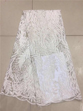 Encaje francés nigeriano de lentejuelas 3d, malla de tul africano, tejido de encaje con Secuencia, alta calidad, para vestido de boda, 5 yardas/lote, blanco, nuevo 2024 - compra barato