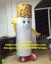 Visual White Cigarette Cigaretes Cigar Coffin Nail Pimp Stick Mascot Costume Cartoon Character Mascotte Yellow Head Arms ZZ1406 2024 - buy cheap