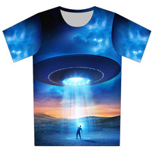Crianças azul galáxia ufo alienígena radar balão lutador marca design camiseta meninos meninas moda 3d t camisa crianças 4-20 anos tshirts 2024 - compre barato