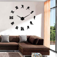 Американские футболисты DIY большие настенные часы-Наклейка 3D настенные часы современный дизайн декор комнаты бескаркасные часы 2024 - купить недорого