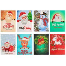 8pcs 5D DIY Diamond Painting Cartoon Paper Greeting Postcards Craft Kids Festival Greet Cards Mini Santa Claus Merry Christmas 2024 - buy cheap