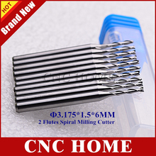 10 pcs/lot 3.175*1.5*6mm 2 Flutes Solid Carbide CNC End Mill, Milling Cutters, Spiral Router Bits, Wood Tool Bits 2024 - buy cheap