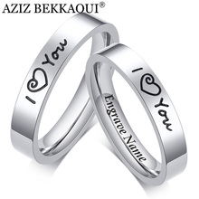 AZIZ BEKKAOUI-anillos de boda de acero inoxidable para parejas, joyería de aniversario, grabado de nombre, DIY, envío directo 2024 - compra barato