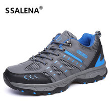 Homem respirável caminhadas sapatos masculinos rendas até confortável tênis de corrida masculino malha ao ar livre atlético trekking tênis aa51827 2024 - compre barato