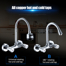 1pc All Copper Kitchen Mixer Cold and Hot Tap double Hole Water Tap Kitchen Hot and Cold Water tap 2024 - buy cheap