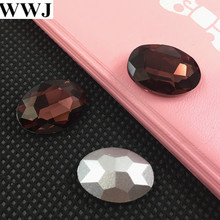 burgundy Color Pointback Oval Glass Crystal Fancy Stone 8x10mm,10x14mm,13x18mm,18x25mm,20x30mm For Jewelry Making,DIY 2024 - buy cheap