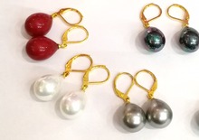 4 pairs / lot women Jewelry Earring 12x16mm red white gray colors waterdrop natural South Sea shell pearl dangle gold color hook 2024 - buy cheap