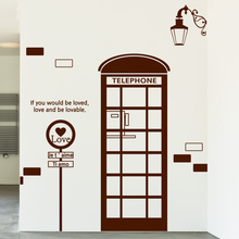 Creative Telephone Booth Vinyl Wall Decal Telphone Love Lettering Mural Art Wall Sticker Living Room Bedroom Home Decoration 2024 - buy cheap