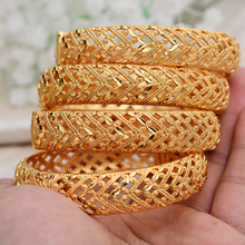 Annayoyo 4pcs lady Luxury Gold Color Jewelry Bangles For Women Ethiopian African  Dubai Bracelet Party wedding Gifts Ornament 2024 - buy cheap