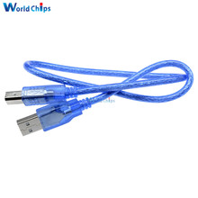 30 см USB 2,0 кабель для принтера тип A папа-Тип B мужское двойное экранирование, высокая скорость прозрачный синий 2024 - купить недорого