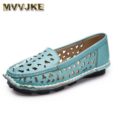 Женская обувь ручной работы MVVJKE, летние повседневные лоферы из натуральной кожи, дышащая обувь на плоской подошве 2024 - купить недорого