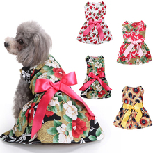 Falda de vestido de boda con patrón de flores para cachorros, ropa de verano para mascotas, perros pequeños, Chihuahua, Yorkie, Primavera 2024 - compra barato