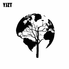 YJZT-calcomanía de vinilo con diseño de mapa del mundo de la naturaleza del árbol, pegatina de 17,2 CM x 20CM para decoración del coche, C11-0942 negro/plateado 2024 - compra barato