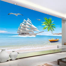 Beach Sea View Custom 3D Photo Wallpaper For Living Room Background Wall Large Murals Modern Wall Painting Wallpaper Home Decor 2024 - buy cheap