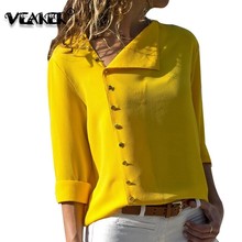 Blusa de manga larga con botones en el lateral para otoño, camisa Irregular con cuello de madeja para mujer, 2018 2024 - compra barato