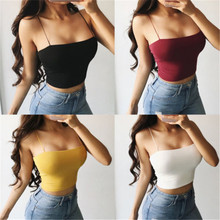 Blusa de algodão sem mangas para mulheres, top cropped sem costura blusa de algodão sem costura bralette verão 2019 2024 - compre barato