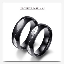 2022 Sale Fine Jewelry Jewelry Fit Lovers Crystal from Austrian Classic black Stainless steel couple ring For Party 2024 - buy cheap