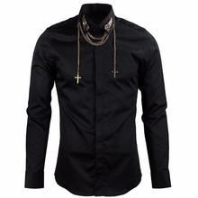 Camisa masculina de marca luxuosa, camisa de manga comprida, design moderno para homens, camisa slim fit, outono, casual 3xg 2024 - compre barato