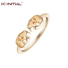 Kinitial, готическое двухстороннее кольцо с черепом в латунном стиле, серебряное, Золотое кольцо в стиле панк, обручальное кольцо 2024 - купить недорого