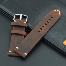 Pulseira de couro retrô masculina, pulseira com 18, 19, 20, 21 e 22mm para seiko e tissot omega feminina + ferramenta 2024 - compre barato