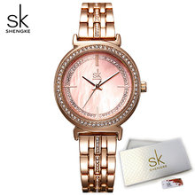 Shengke-relojes de cuarzo de oro rosa para mujer, pulsera femenina de marca de lujo con cristal y esfera táctil, con caja 2024 - compra barato