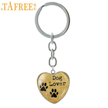 TAFREE Dog Lover Hand Crafted heart Pendant key chain ring My Friend Pet Dog Paw Prints keychain cute dog keyring jewelry HP99 2024 - buy cheap