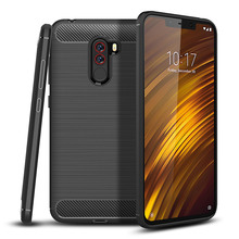 Capa de silicone para xiaomi pocophone f1, capa de fibra de carbono à prova de choque tpu para celulares xiaomi pocophone f1 2024 - compre barato