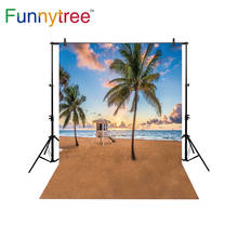 Funnytree backdrop for photographic studio beach sea summer cloud coconut tree nature professional background photocall printed 2024 - buy cheap