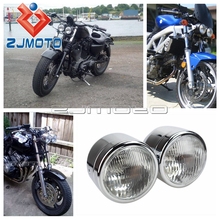 ZJMOTO High Quality Chrome Motorcycle H4 12V Dual Twin Headlight For Yamaha Cafe Racer Custom Project Motorbike 2024 - buy cheap