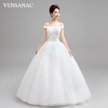 VENSANAC 2018 Pleat Boat Neck Ball Gown Lace Appliques Wedding Dresses Crystal Flowers Short Sleeve Bridal Gowns 2024 - buy cheap