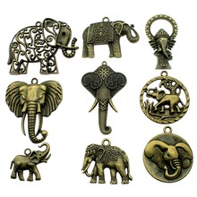 10 Pcs Mix Elephant Charms Making Jewelry Pendants For Bracelets Big Elephant Charms Antique Bronze Color Elephant Charms 2024 - buy cheap