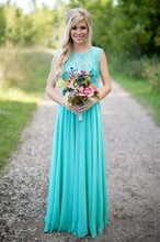 Mint Green Cheap Bridesmaid Dresses Under 50 A-line Chiffon Lace Beaded Long Wedding Party Dresses For Women 2024 - buy cheap