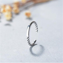 LULU-PIG-Anillo de plata 925, hilo pulido de plata tailandesa Vintage coreano con rosca fina, apertura de giro R0261 2024 - compra barato