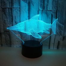 Светодиодная лампа Fish 3d Usb 7 цветов, сенсорная светодиодная визуальная настольная лампа для гостиной, Подарочная Праздничная 3d настольная лампа 2024 - купить недорого