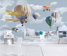 Обои beibehang в скандинавском минималистичном стиле с ручной росписью, мультяшный самолет, воздушный шар, фон для детской комнаты, пользовательские 3d-фото обои 2024 - купить недорого