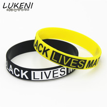 1PC Hot Sale Black Lives Matter Wristband Black Yellow Silicone Rubber Bracelet & Bangles For Men Women2022 Name Gifts SH108 2024 - buy cheap