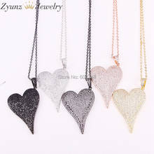 5 Strands ZYZ300-4364 High quality long heart pendant necklace Slim chain necklace micro pave CZ lovely Pendant necklace jewelry 2024 - buy cheap