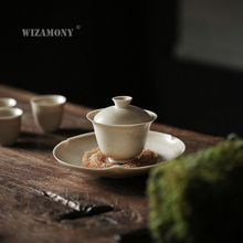 WIZAMONY-juego de té de cerámica gris ceniza de estilo chino, 150ML, Kungfu Gaiwan, tazón de té, té verde 2024 - compra barato