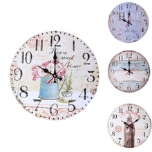 Original Decorative Wall Clock Round Vintage Wall Clock Colourful French Country Tuscan Style Paris Creative Wooden Wall Clock 2024 - buy cheap