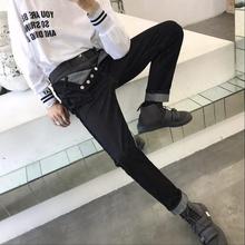 Autumn Men's Casual Pants Trend Personality Fake Two-piece Stitching Trousers Feet Slim Pants Hairstylist Tide Singer 2024 - buy cheap