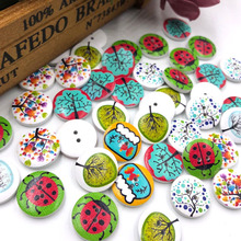 50pcs  Tree Painting Wood Buttons 20mm Sewing Craft Mix Lots WB183 2024 - buy cheap