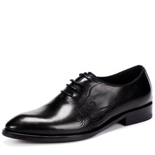 2019 Men Dress Shoes Pointy Quality Men Oxford Shoes Lace-up Brand Men Formal Shoes Men Genuine Leather Wedding Shoes 2024 - buy cheap