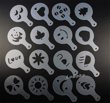 (16 pcs/set) Newest various designs heart tree shape christmas valentine's day coffee stencils mold for DIY drinking decoration 2024 - buy cheap