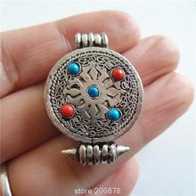 Tibetan Antiqued Small Cross Dorje Amulets Prayer Box Tibet Copper Round GAU Amulet Pendants TGB010  2024 - buy cheap