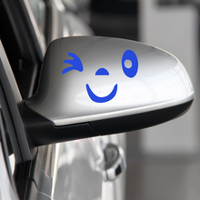 2pc 3d design sorriso rosto decoração material reflexivo decalque mala etiqueta para espelho lateral do carro retrovisor diy adesivo 2024 - compre barato